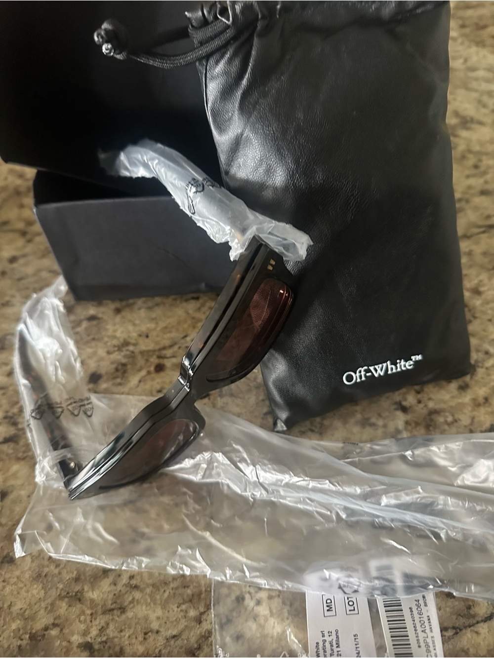 Off-White Black Clipon Sunglasses with Brown Lenses 2 in 1